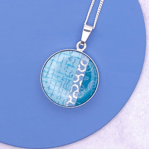 Pendant: Circle & Dash, Circle, Turquoise