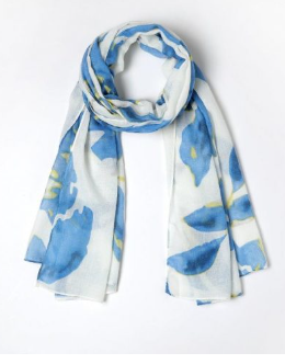 Scarf: Eco, Water Colour Floral, Blue