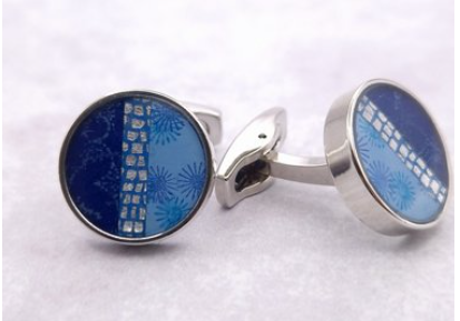 Cufflinks; Circle & Dash, Summer Skies