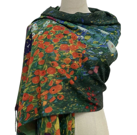 Wool Scarf, Klimt, Flowers