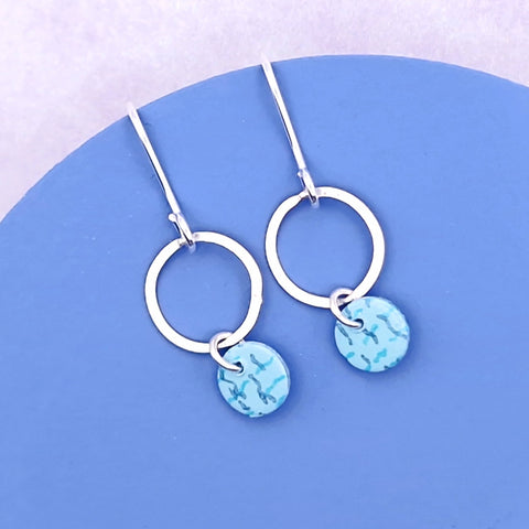 Earring: Circle & Dash, Round Droplet, Turquoise