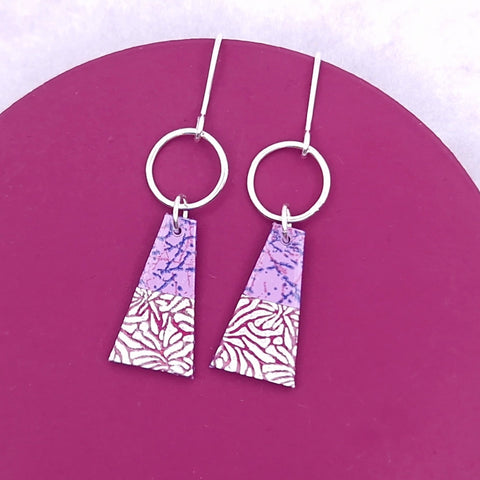 Earring: Circle & Dash, Trapeze, Purple