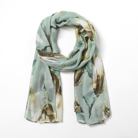 Scarf Eco: Pastel Floral Print, Mint