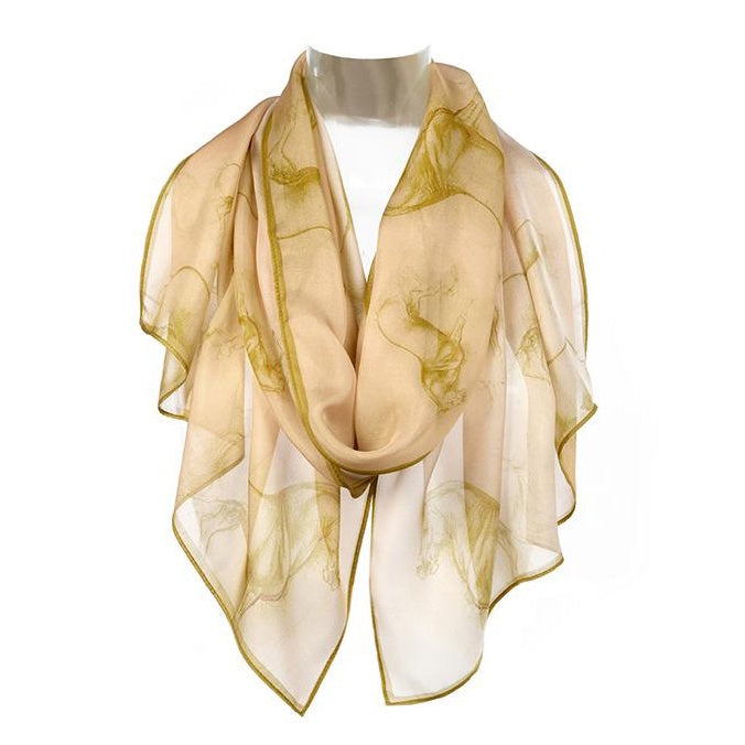 Horse by Da Vinci Chiffon Silk Scarf