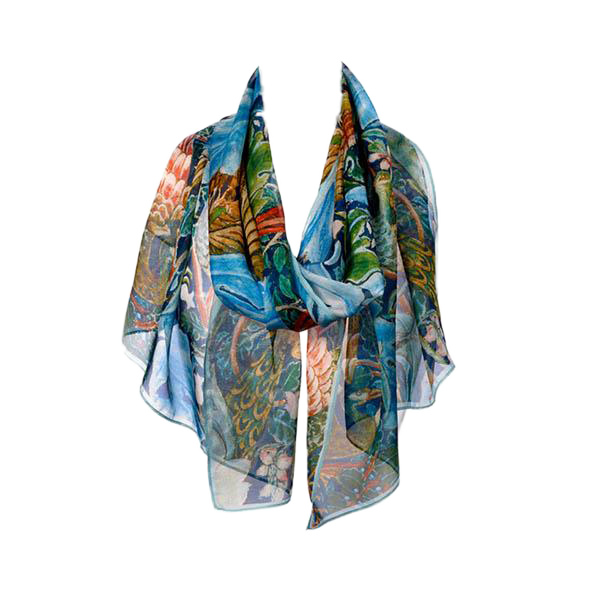 Arts and Crafts Birds Chiffon Silk Scarf