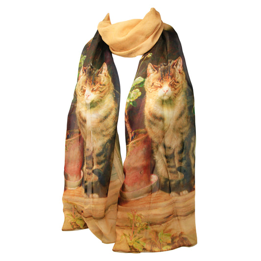 Blinking in the Sun by Ralph Hedley Chiffon Silk Scarf