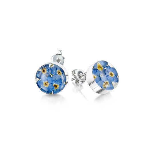 Shrieking Violet Forget-me-not Round Stud Earrings