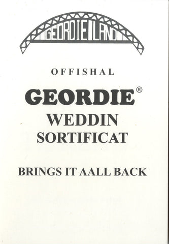Geordie Wedding Sortificat